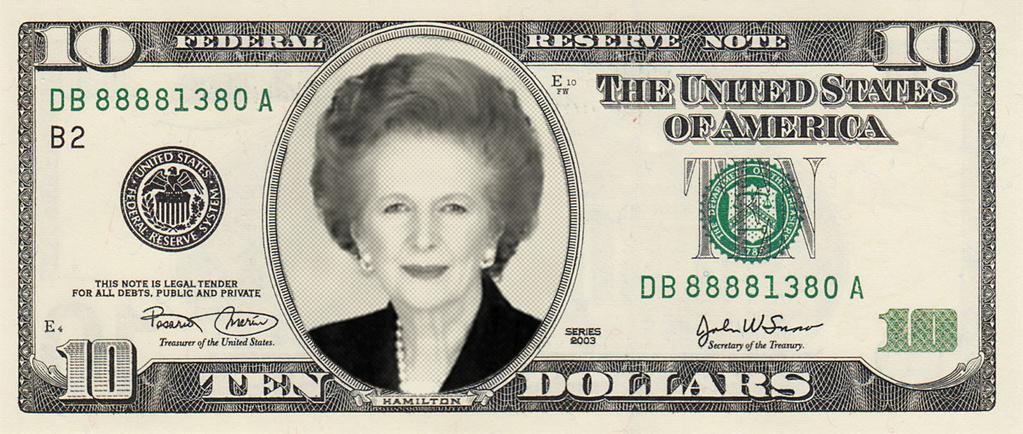 Margaret Thatcher on US $10 bill by Al Jazeera