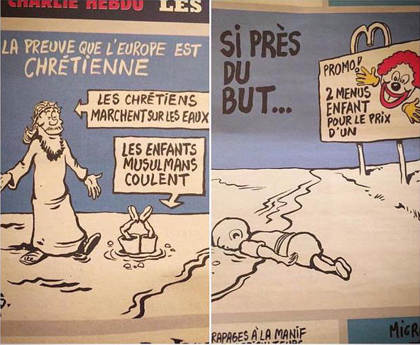 Charlie Hebdo Aylan Kurdi cartoons