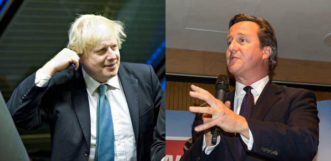 David Cameron, September 2014 by Gareth Milner, and Boris Johnson, July 2013 by Ian Burt