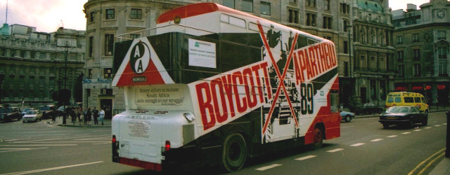 Boycott Apartheid campaign bus, London 1989, R Barraez D'Lucca