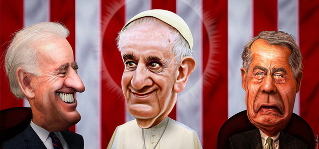 Pope Francis speaks to John Boehner, September 2015 by DonkeyHotey