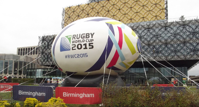 Giant Rugby Ball, Centenary Square Birmingham, September 2015 by Elliott Brown