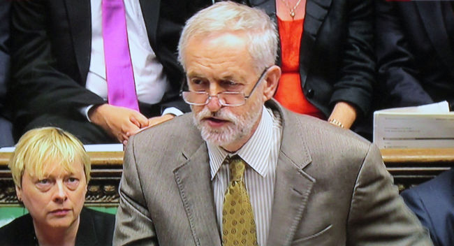 Jeremy Corbyn at prime minister's questions, BBC via David Holt